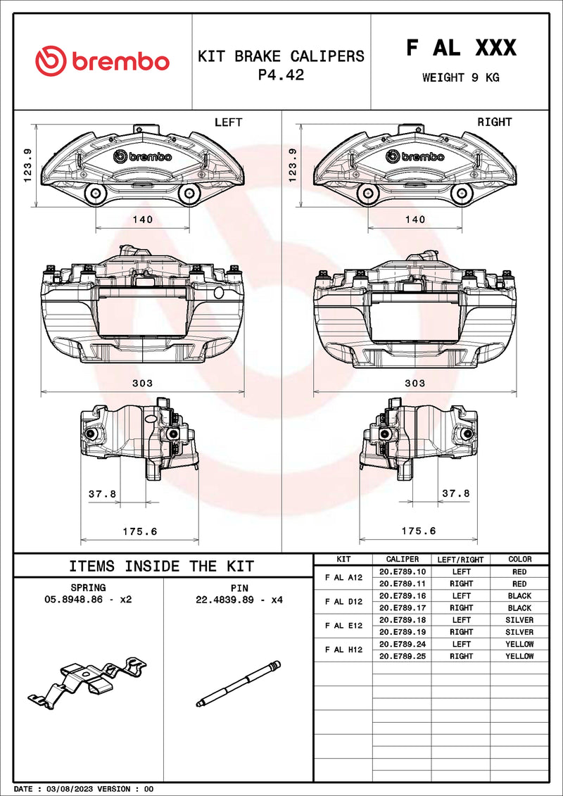 Brembo F AL H12 aluminium brake caliper kit - FALH12
