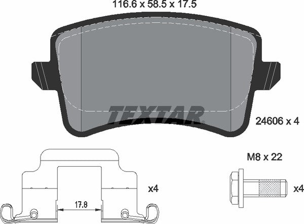 Audi, Brake Pad Set - Textar 2460602