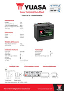 Yuasa 12V 70Ah 480A Active Leisure Battery  - L26-70 - 4 Year Warranty