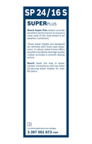 Bosch Wiper Blade Super Plus Spoiler SP24/16S, 600mm/400mm ? Set of Front Wiper Blades