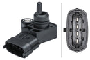 HELLA 6PP 009 403-011 Sensor, intake manifold pressure - 4-pin connector - Bolted