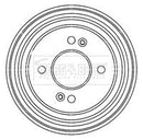 Borg & Beck Brake Drum (Single) - BBR7206 fits Hyundai Getz -ABS 10/02-05/09