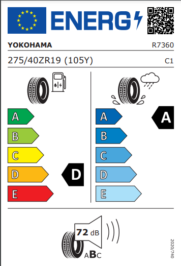 Yokohama 275 40 19 105Y Advan Sport V105S tyre