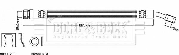 Borg & Beck Brake Hose  - BBH8408 fits Honda JazzIII(GE,GG,GP) 7/08-