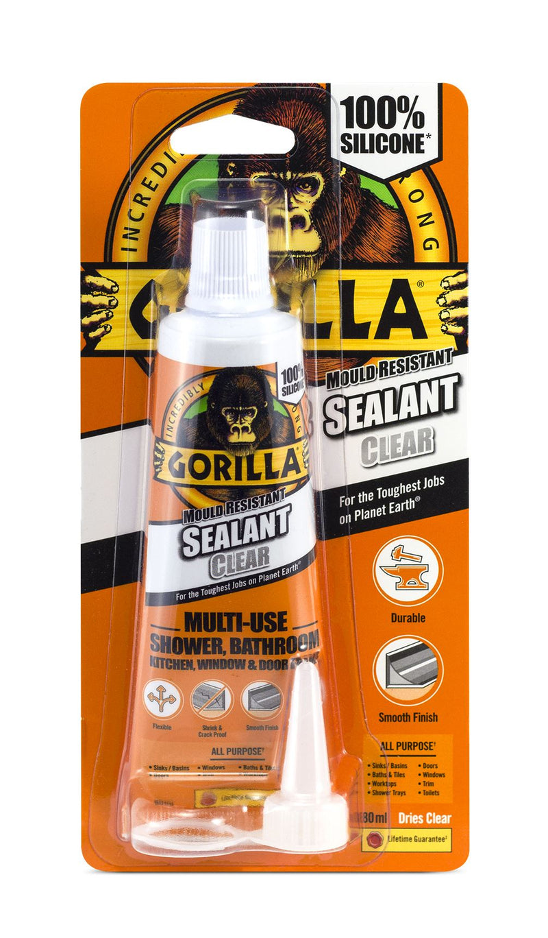 Gorilla 1144300 Mould Resistant Sealant Clear Tube 80ml