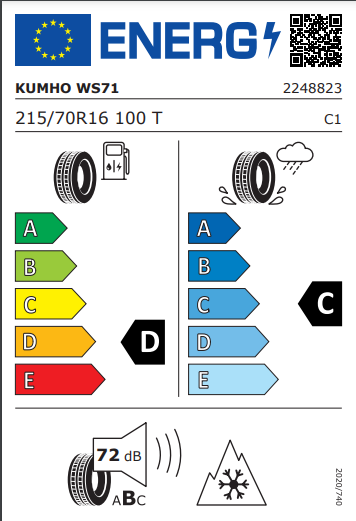 Kumho 215 70 16 100T WinterCraft WS71 SUV tyre