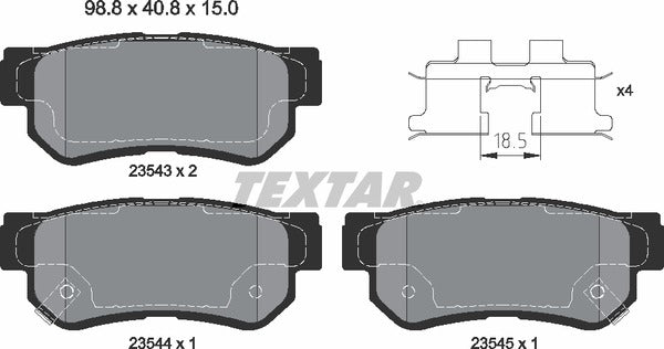 Hyundai Kia, Brake Pad Set - Textar 2354301