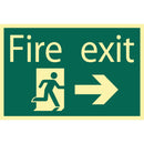 Glow In The Dark 'Fire Exit Arrow Right' Safety Sign