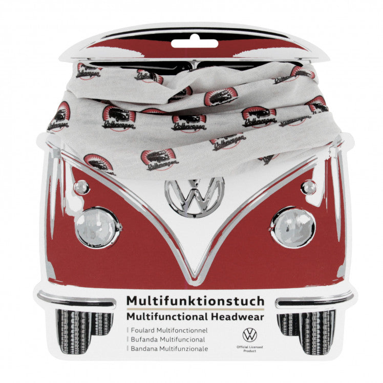 VW T1 Bus Multifunctional Headwear - Vintage Logo/Grey