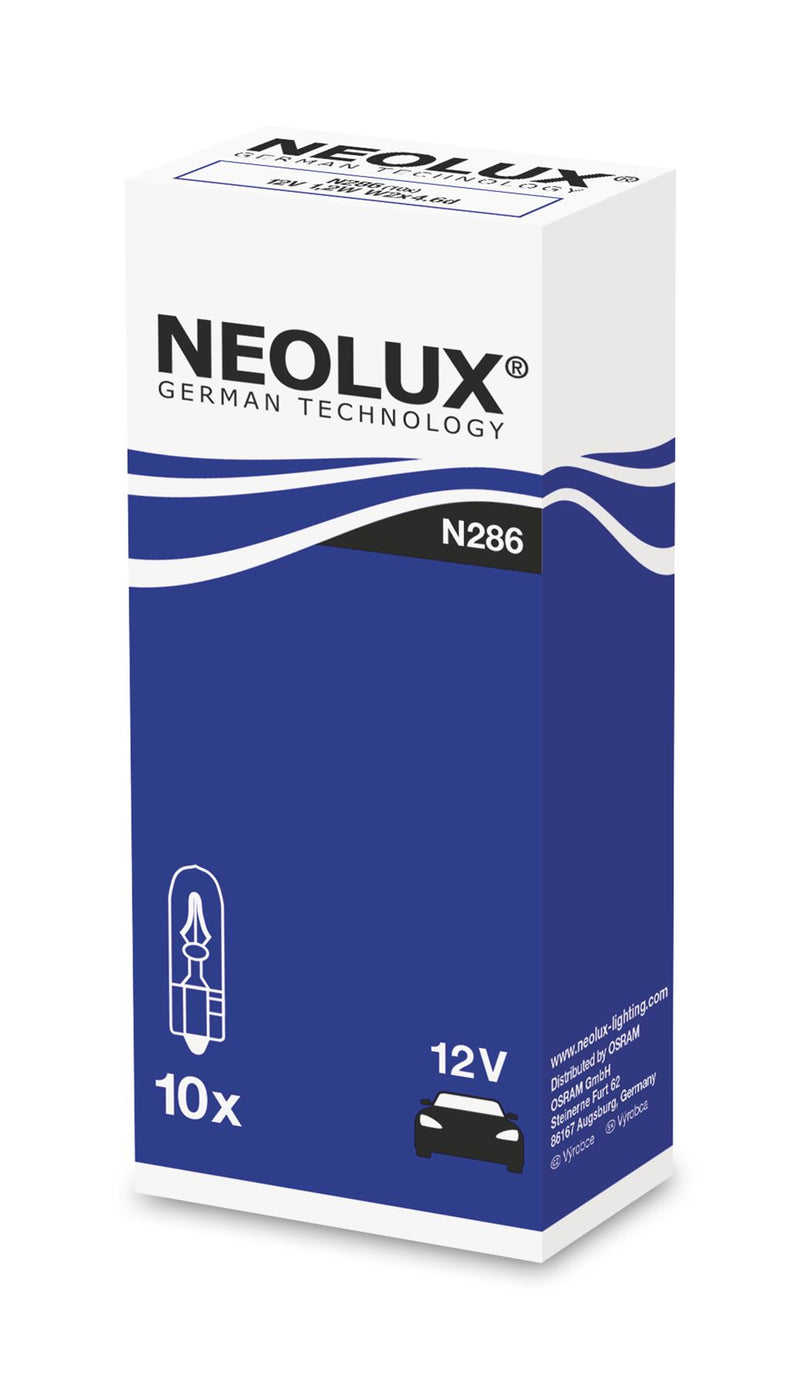 Neolux N286 12v 1.2w W2x4.6d (286) Trade pack of 10