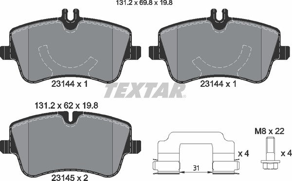Mercedes-Benz, Brake Pad Set - Textar 2314401