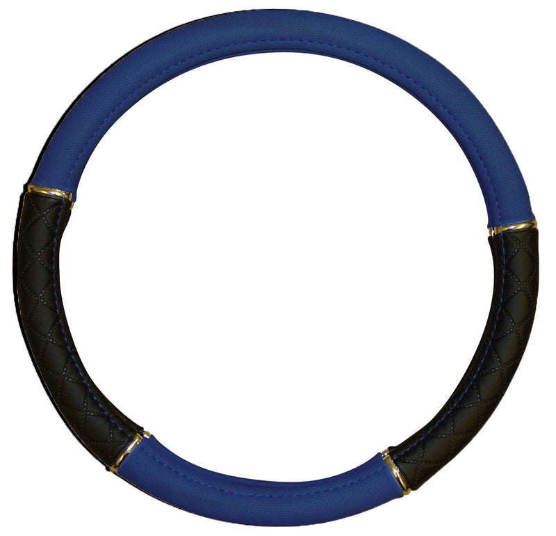Leatherlook Addiction Steering Wheel Cover (Black/Blue)
