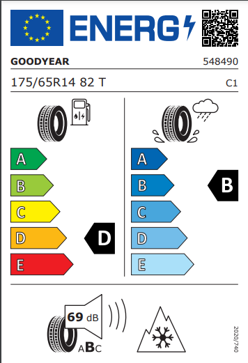 Goodyear 175 65 14 82T UltraGrip 9+ tyre