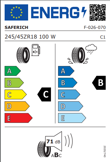 Saferich 245 45 18 100W FRC26 tyre