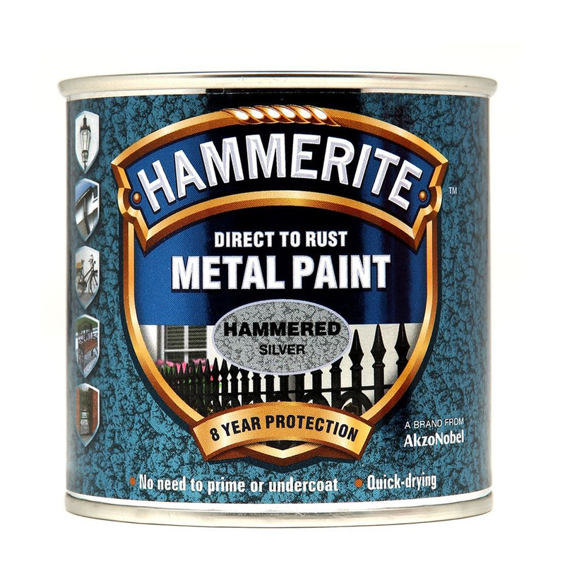 Hammerite Hammered Silver Grey Paint - 250ml
