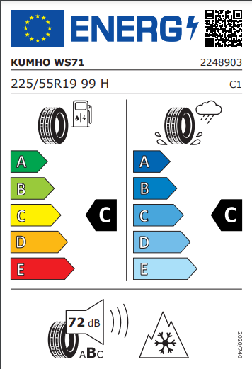 Kumho 225 55 19 99H WinterCraft WS71 SUV tyre