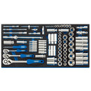 1/4", 3/8", and 1/2" Socket Set in Full Drawer EVA Insert Tray (84 Piece)