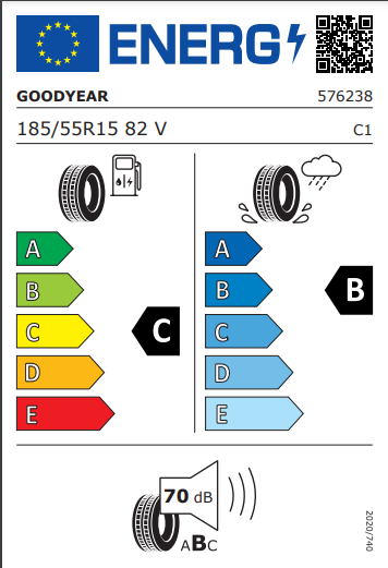 Goodyear 185 55 15 82V EfficientGrip Performance tyre