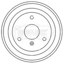 Borg & Beck Brake Drum (Single) -BBR7248