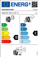 Bridgestone 285 45 19 107V Turanza ER30 tyre