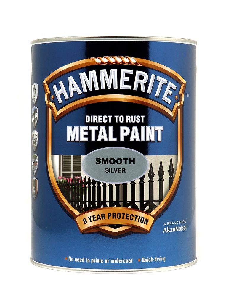 Hammerite Smooth Silver Paint - 5L