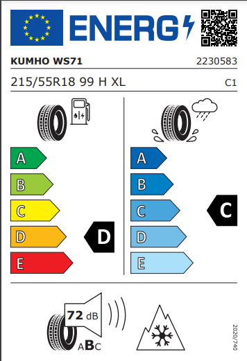 Kumho 215 55 18 99H WinterCraft WS71 SUV tyre