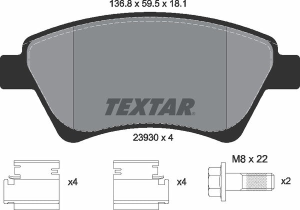 Renault, Brake Pad Set - Textar 2393001