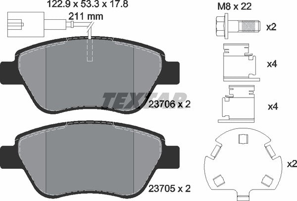 Alfa Romeo Citroën Fiat Peugeot, Brake Pad Set - Textar 23706012453501