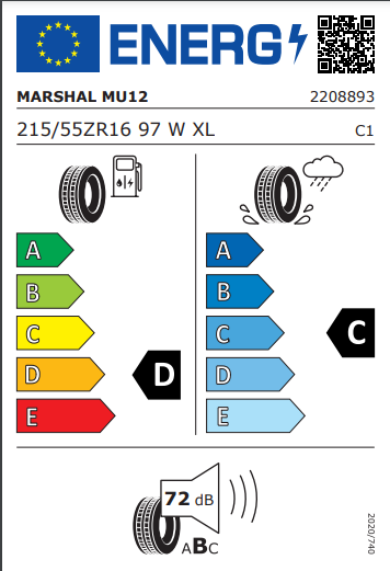 Marshal 215 55 16 97W MU12 tyre