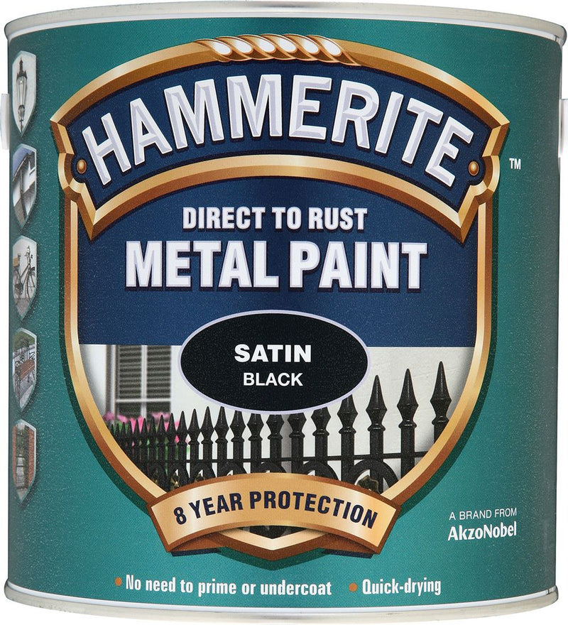 Hammerite Metal Paint Satin Black - 2.5L