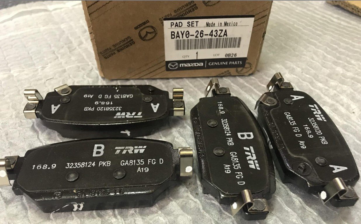 Genuine Mazda 3 Rear Brake Pad Set 2016> Bay02643Za Arnold Clark