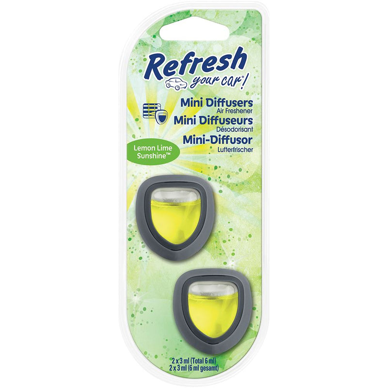 Refresh Your Car 301410100 Air freshener Lemon Lime Sunshine Mini Diffuser 2 Pack