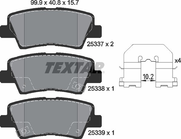 Hyundai Kia Ssangyong, Brake Pad Set - Textar 2533701