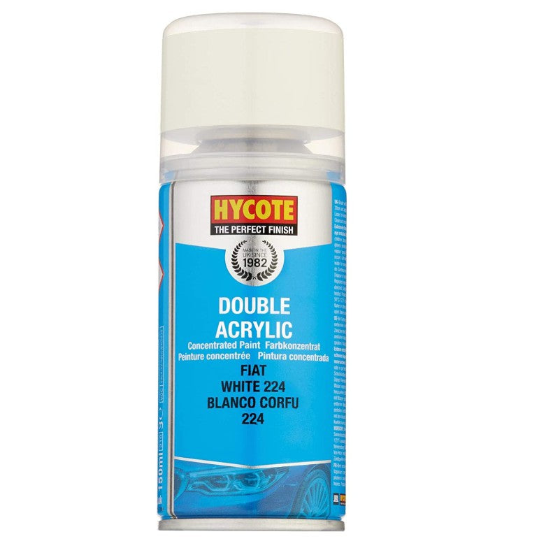 Hycote Double Acrylic Fiat White Spray Paint - 150ml