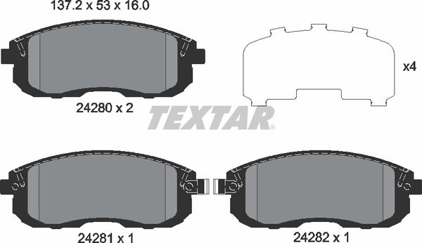 Fiat Nissan Suzuki, Brake Pad Set - Textar 2428001