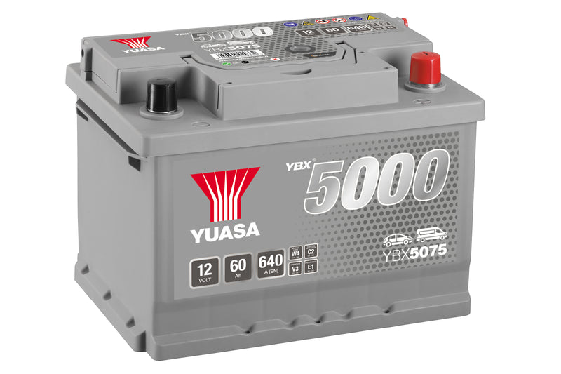 Yuasa YBX5075 - 5075 Silver High Performance SMF Battery - 5 Year Warranty