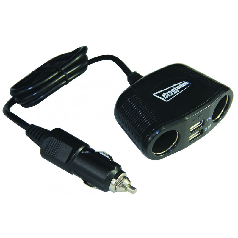 Streetwize SWUSB4 12V Twin Socket And Twin USB Charger