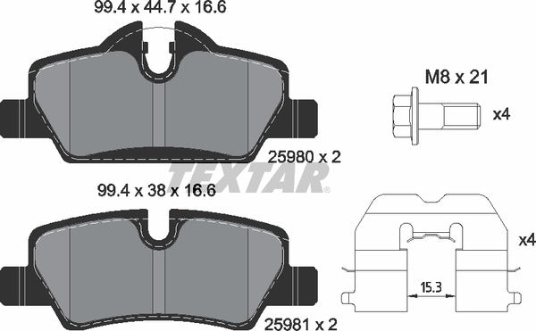 Mini, Brake Pad Set - Textar 2598001