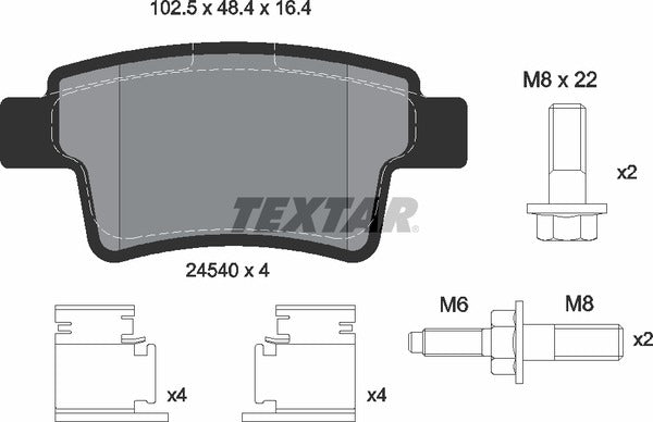 Citroën, Brake Pad Set - Textar 2454001