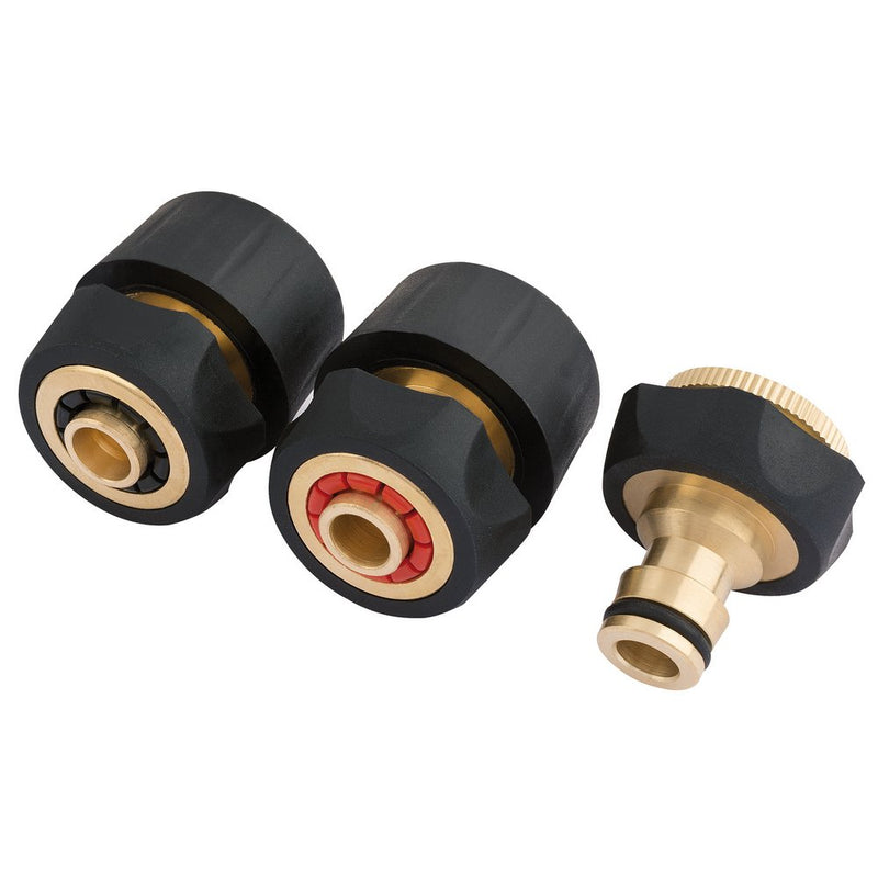 Brass and Rubber Hose Connector Set (3 Piece)