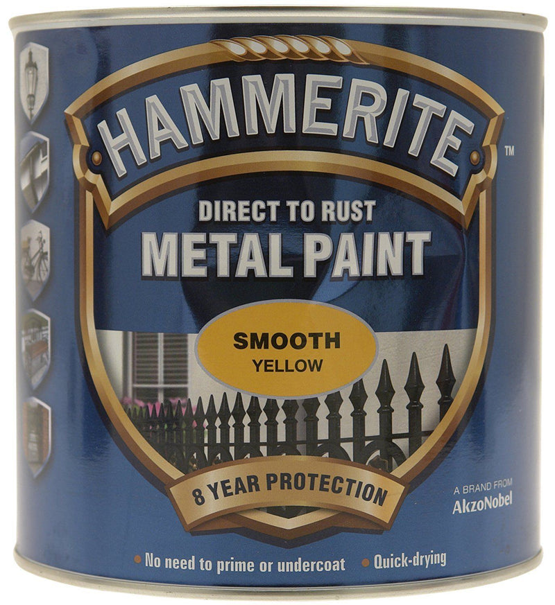 Hammerite 042 Metal Paint Smooth Yellow Paint - 2.5l