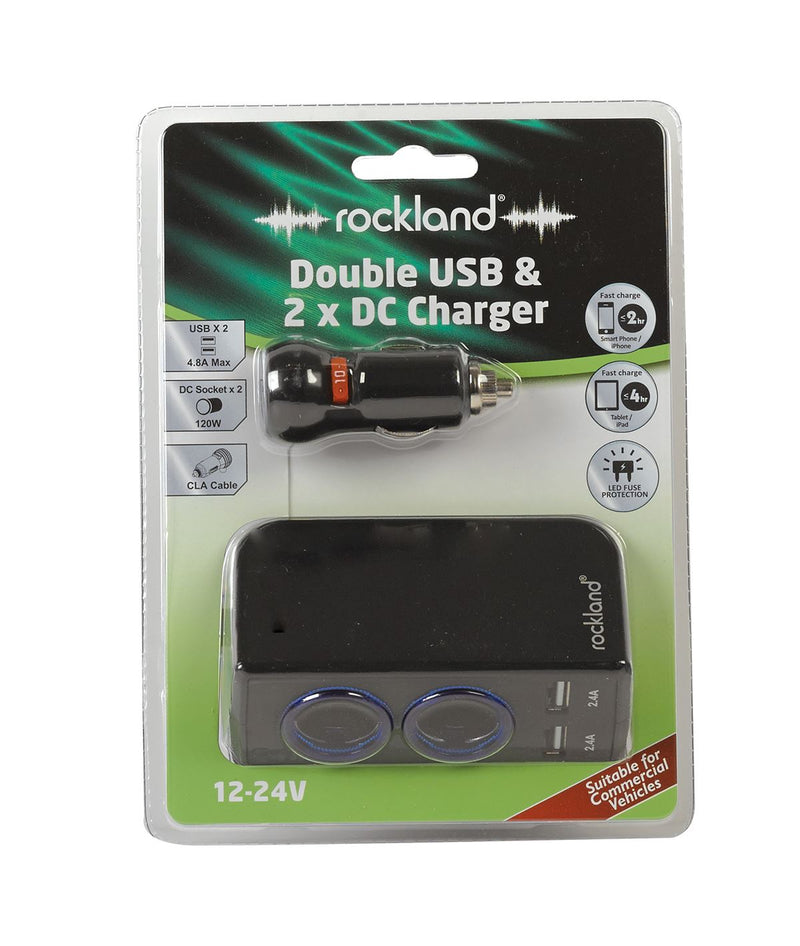 Rockland RUD003 Double USB & 2 x DC Charger