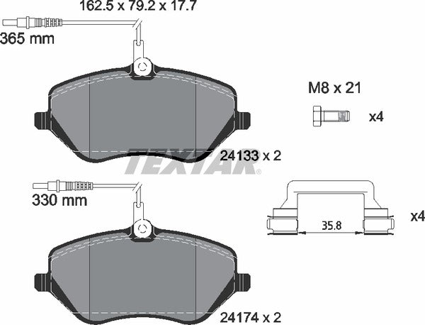 Citroën Peugeot, Brake Pad Set - Textar 2413301
