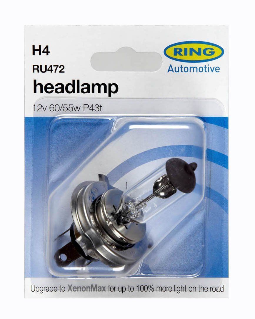 Ring RU472 Headlight Bulb 60/55w H4 Blister | Arnold Clark Autoparts