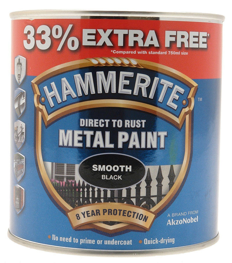 Hammerite 246 Metal Paint Smooth Black - 750ml