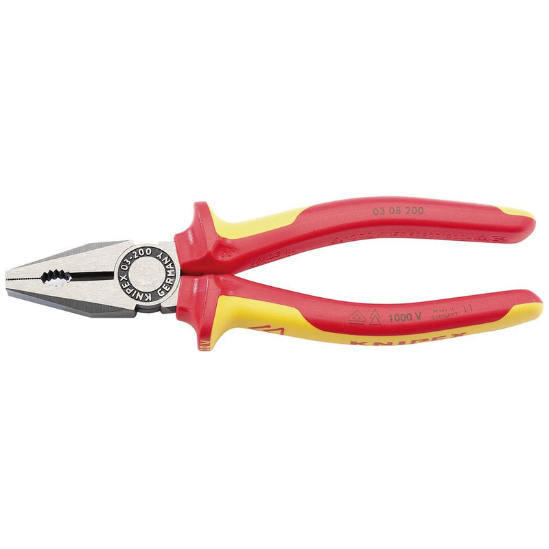 Knipex 03 08 200UKSBE VDE Fully Insulated Combination Pliers, 200mm