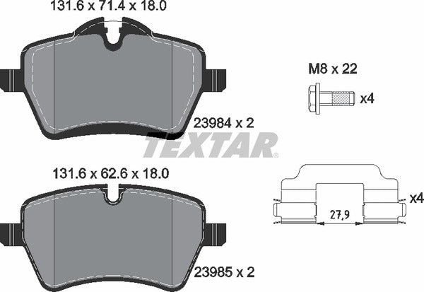 Mini, Brake Pad Set - Textar 23984012398404