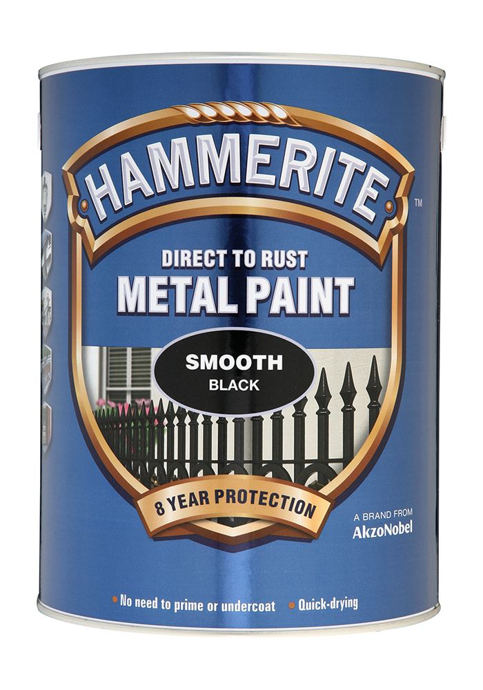 Hammerite Smooth Black Paint - 5L