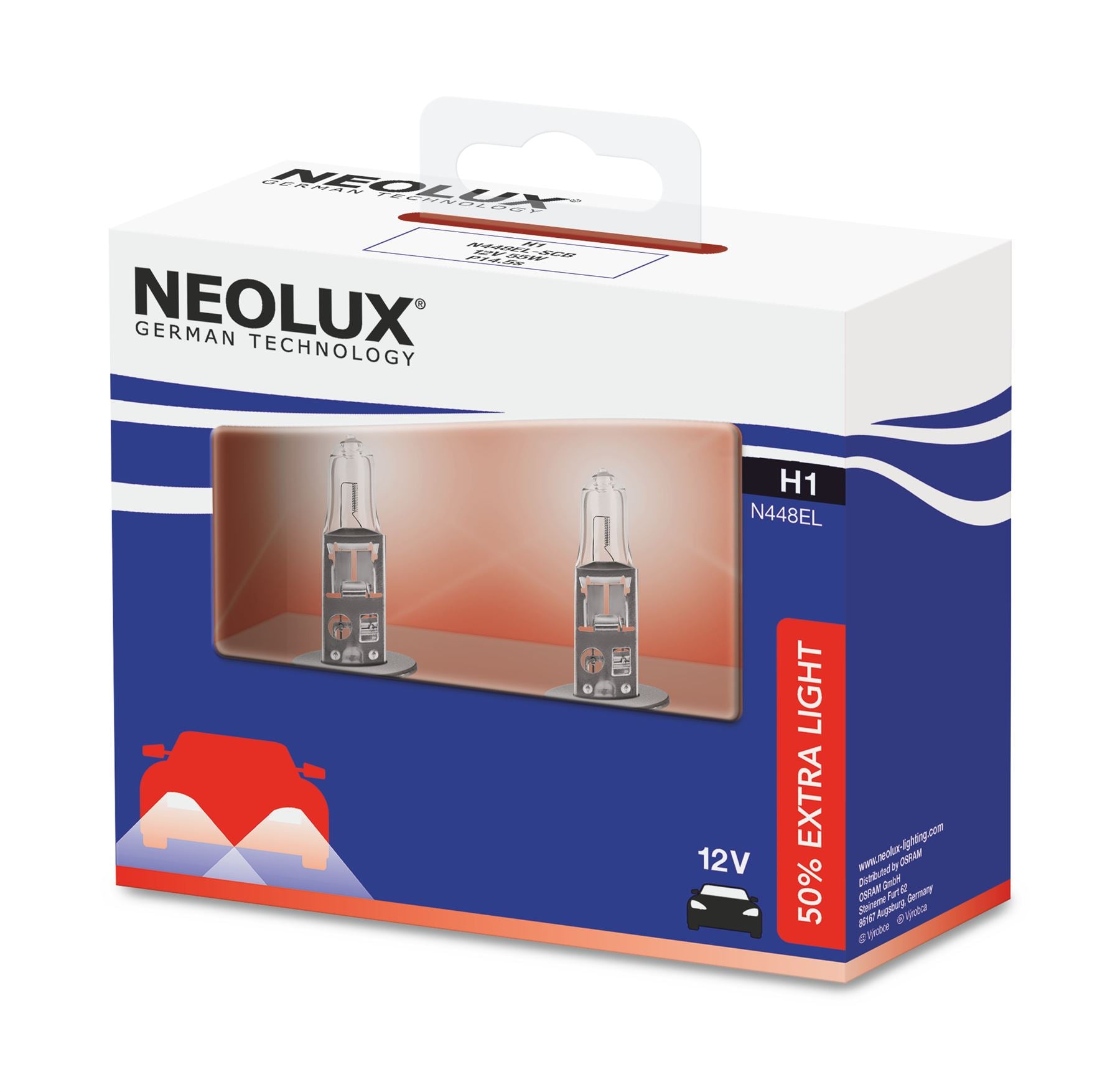 Neolux N448EL-SCB Extra Light +50% 12v 55w H1 (448) Twin pack | Arnold ...