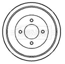 Borg & Beck Brake Drum (Single) -BBR7133